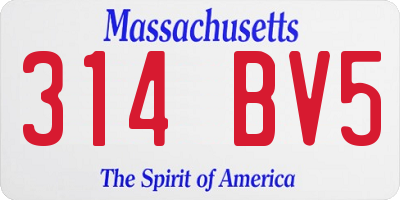 MA license plate 314BV5