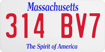 MA license plate 314BV7