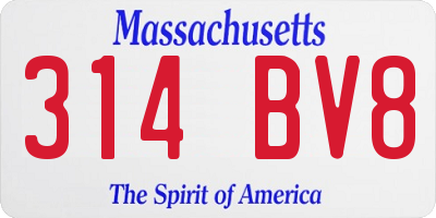 MA license plate 314BV8
