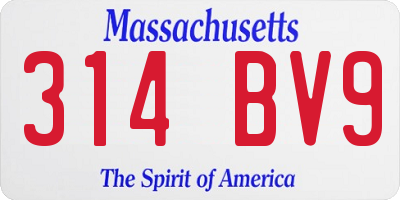 MA license plate 314BV9