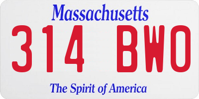MA license plate 314BW0