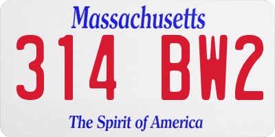 MA license plate 314BW2