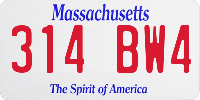 MA license plate 314BW4