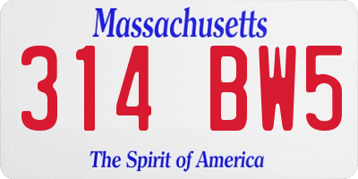 MA license plate 314BW5