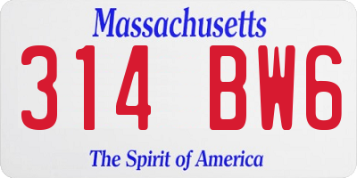 MA license plate 314BW6