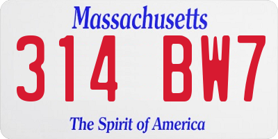 MA license plate 314BW7
