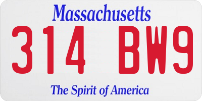 MA license plate 314BW9