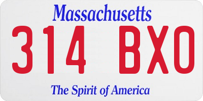 MA license plate 314BX0
