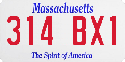 MA license plate 314BX1