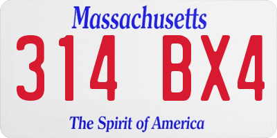 MA license plate 314BX4