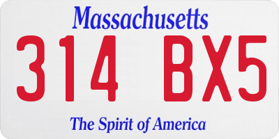 MA license plate 314BX5