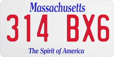 MA license plate 314BX6