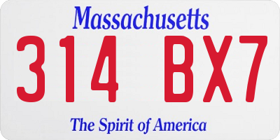 MA license plate 314BX7