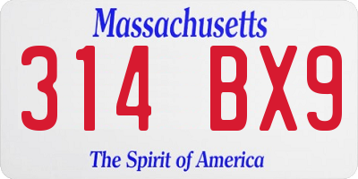 MA license plate 314BX9