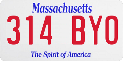MA license plate 314BY0