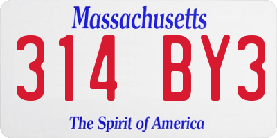 MA license plate 314BY3