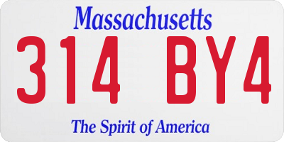 MA license plate 314BY4