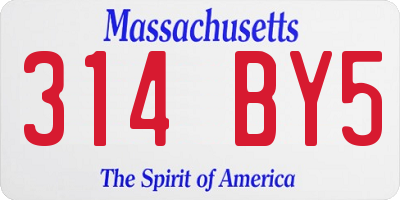MA license plate 314BY5