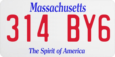 MA license plate 314BY6