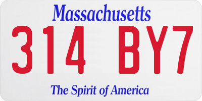 MA license plate 314BY7