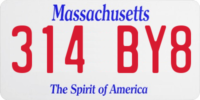 MA license plate 314BY8