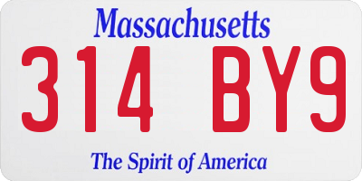 MA license plate 314BY9
