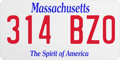 MA license plate 314BZ0