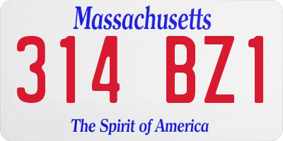 MA license plate 314BZ1