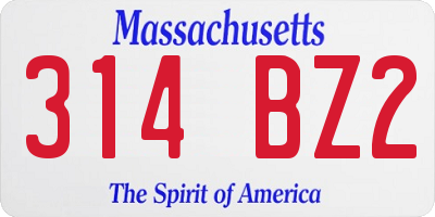 MA license plate 314BZ2