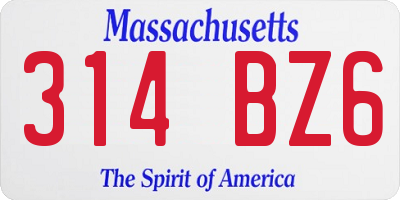 MA license plate 314BZ6