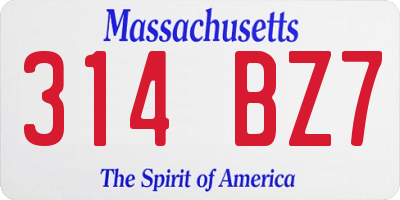 MA license plate 314BZ7
