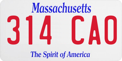 MA license plate 314CA0