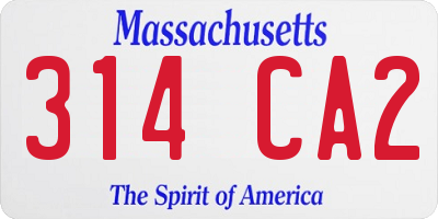 MA license plate 314CA2