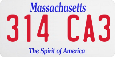 MA license plate 314CA3