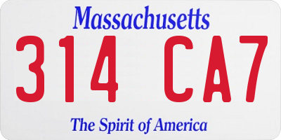MA license plate 314CA7