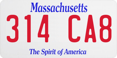 MA license plate 314CA8
