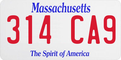 MA license plate 314CA9