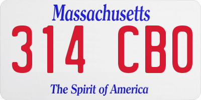 MA license plate 314CB0