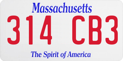 MA license plate 314CB3