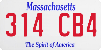 MA license plate 314CB4