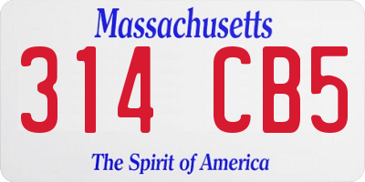 MA license plate 314CB5