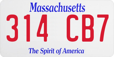 MA license plate 314CB7