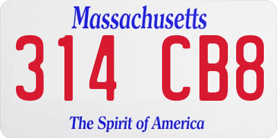 MA license plate 314CB8