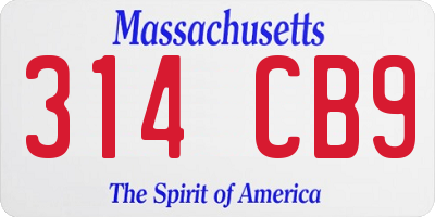 MA license plate 314CB9