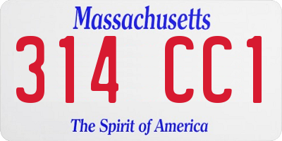 MA license plate 314CC1