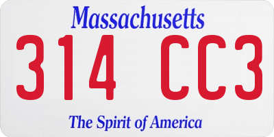 MA license plate 314CC3
