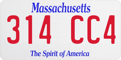 MA license plate 314CC4