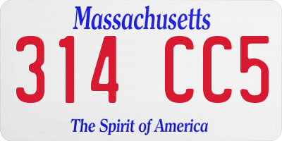 MA license plate 314CC5