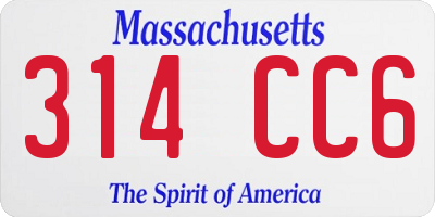 MA license plate 314CC6