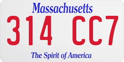 MA license plate 314CC7